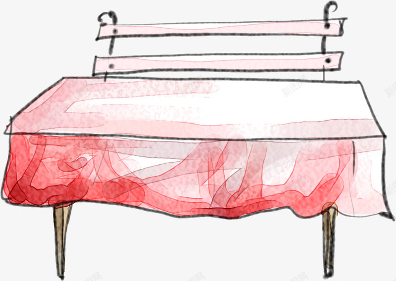 卡通手绘粉红桌子png免抠素材_新图网 https://ixintu.com 卡通桌子 手绘家具 手绘桌子 水墨线稿桌子