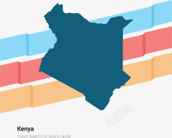彩色条纹肯尼亚地图矢量图素材