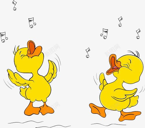 唱歌的小鸭子png免抠素材_新图网 https://ixintu.com 卡通 可达鸭 唱歌 小黄鸭 行走的鸭子 音乐符号 鸭仔