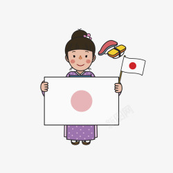 拿日本国旗的女孩素材