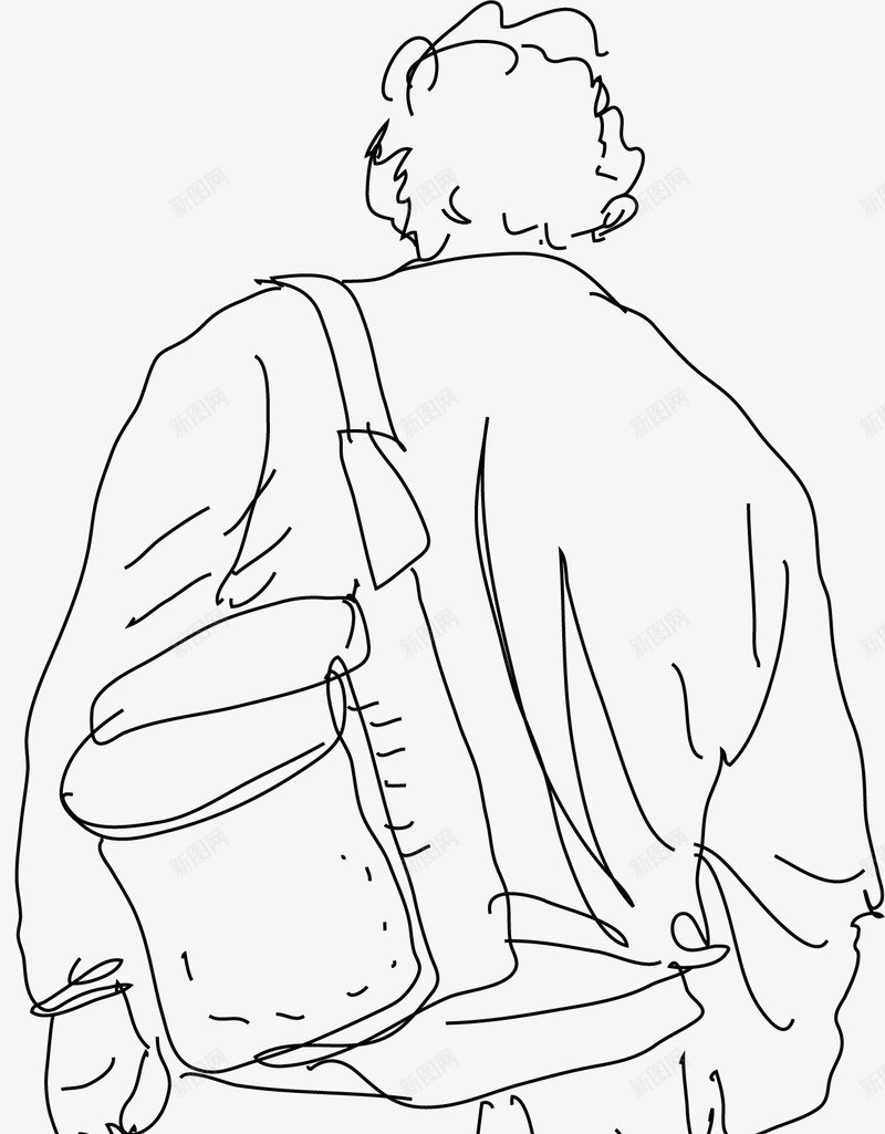 手绘速写背包男人背面矢量图图标ai_新图网 https://ixintu.com 年轻人 抽象艺术 男人 男性背包速写 绘画 职业男士 速写 速写背包男人背面 矢量图