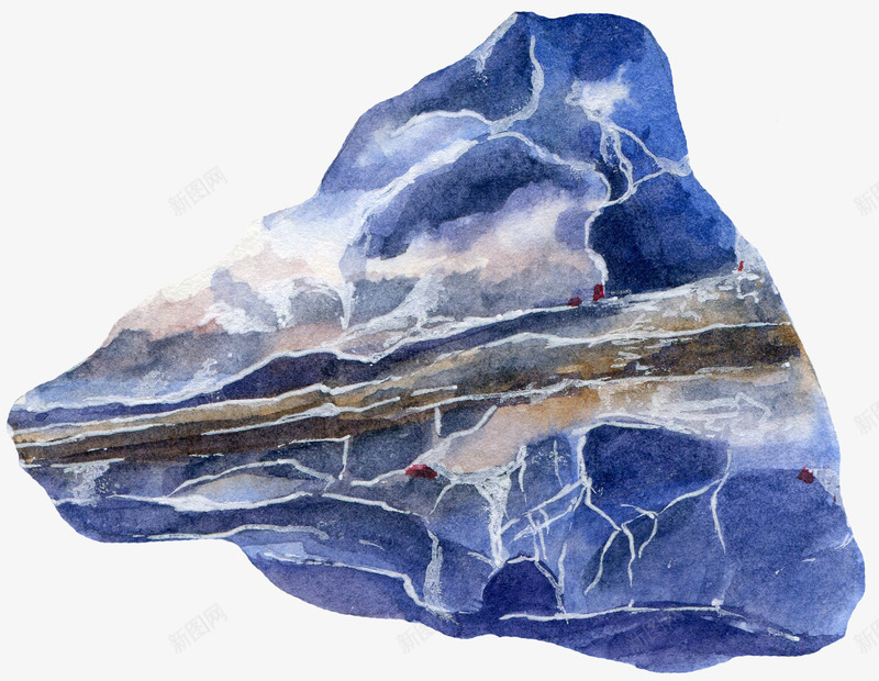 手绘蓝色的石头图png免抠素材_新图网 https://ixintu.com 创意 卡通手绘 水彩 石头 石子 礁石 蓝色 装饰