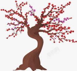 红色梅花树双色梅花树高清图片