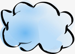 蓝色描边天空云朵素材