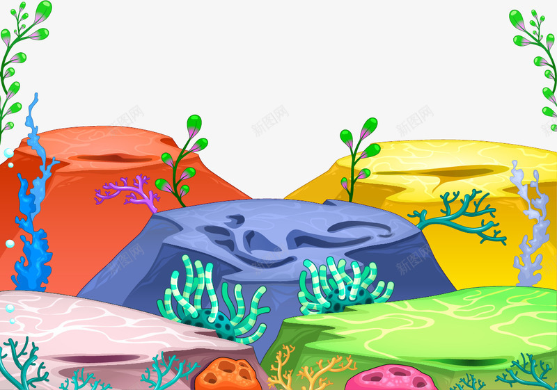 手绘彩色石头png免抠素材_新图网 https://ixintu.com 卡通 彩色石头 手绘 海洋深处 珊瑚