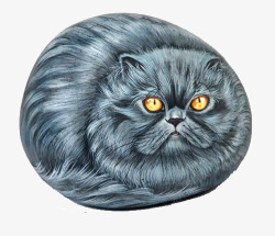 猫画创意彩色猫石头画高清图片