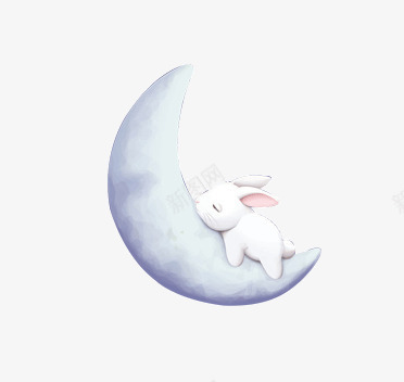 月亮上的兔子png免抠素材_新图网 https://ixintu.com 七夕 兔子 情人节 月亮