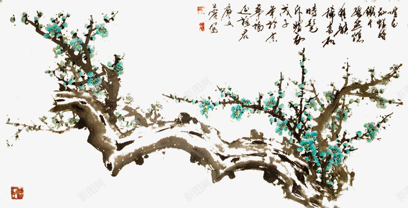 中国风梅花插画海报png免抠素材_新图网 https://ixintu.com 国风 插画 梅花 海报