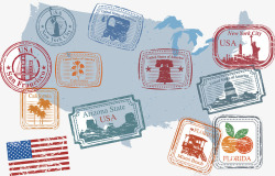 美国护照美国旅游图章高清图片