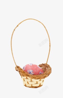棕色彩蛋棕色手工装了粉红色彩蛋的篮子编高清图片