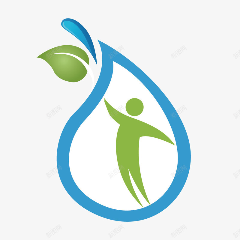 保护水资源png免抠素材_新图网 https://ixintu.com 抽象人物 水滴 水滴标志