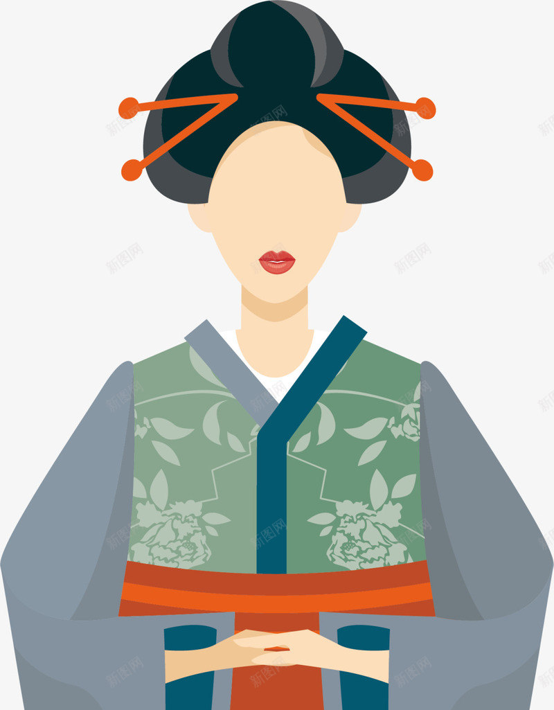 日本人物女人png免抠素材_新图网 https://ixintu.com 人物女人 发簪 古典服饰 日本女人 水彩 美丽女人