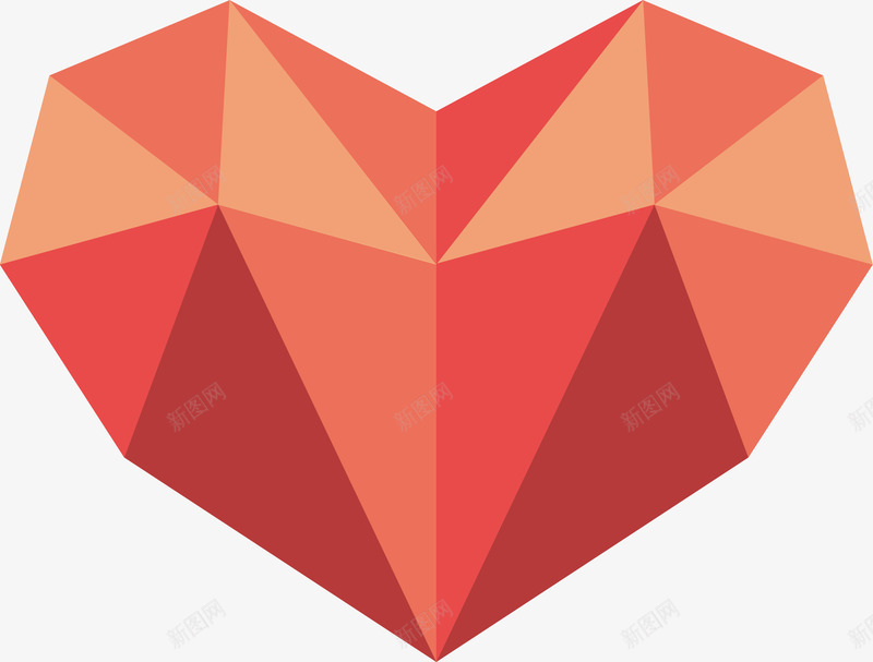 低多边形红色爱心png免抠素材_新图网 https://ixintu.com 低多边形 抽象 爱心 矢量素材 红色
