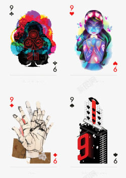 梅花9创意扑克牌9视觉高清图片