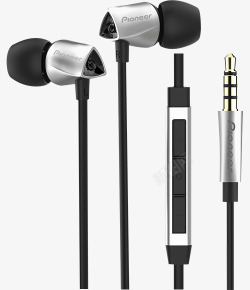 银色耳机实物pioneer银色线控耳机高清图片