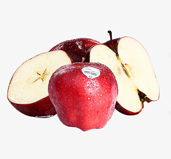 苹果png免抠素材_新图网 https://ixintu.com 切开的苹果 新鲜 水果 水珠 甜品 红色 美食 花牛苹果 苹果