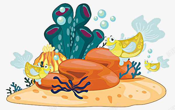 海底世界png免抠素材_新图网 https://ixintu.com 海草 海葵图片 珊瑚 石头 鱼