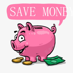 粉红卡通猪存钱罐素材