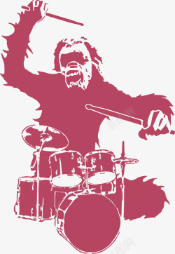 摇滚音乐插图装饰插图打架子鼓的大猩猩高清图片