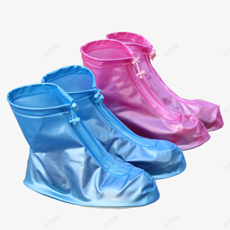 防水鞋套png免抠素材_新图网 https://ixintu.com 便宜结实 浅粉红色 浅蓝色 耐用实惠 透明 雨天 鞋套