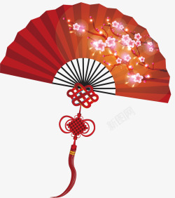 卡通中国结素材红色扇子矢量图高清图片