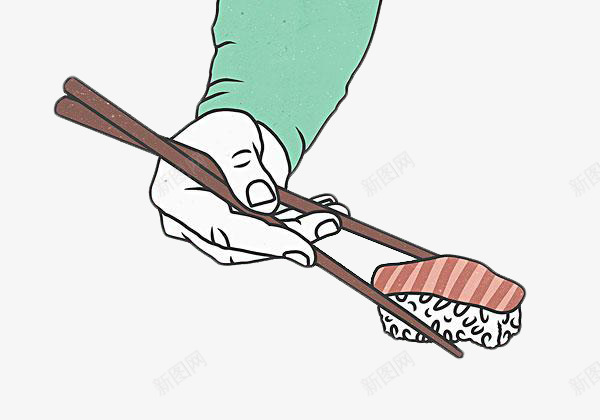 夹寿司手绘图png免抠素材_新图网 https://ixintu.com 寿司 手绘 日本食品 筷子 筷子手绘 美食 装饰 餐饮食品