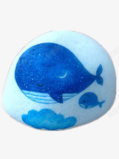 简约手绘png免抠素材_新图网 https://ixintu.com 可爱 彩绘石头 月亮 蓝色 鲸鱼
