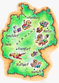 手绘德国地图素材