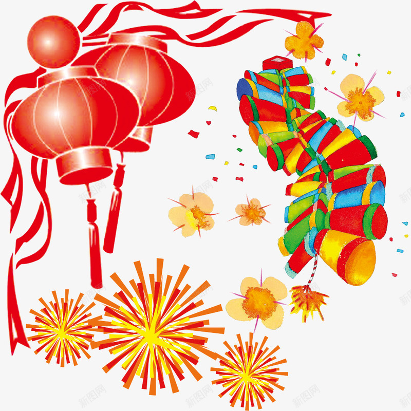 过年装饰集合png免抠素材_新图网 https://ixintu.com 新年 灯笼 烟花 鞭炮