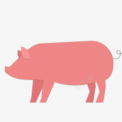 粉红色的扁平化小猪矢量图素材