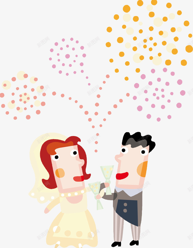 卡通烟花一家人png免抠素材_新图网 https://ixintu.com 一家人 卡通 烟花 童趣 装饰图案