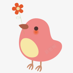 矢量简单小鸟粉色可爱鸟儿可爱卡通矢量图高清图片