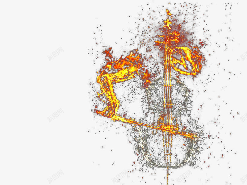 拉大提琴psd免抠素材_新图网 https://ixintu.com 乐器 创意 抽象 水滴 水火 火 火星 火焰 火花 烈火 烈焰 音乐