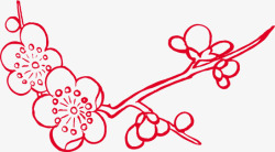 手绘红色梅花花卉素材