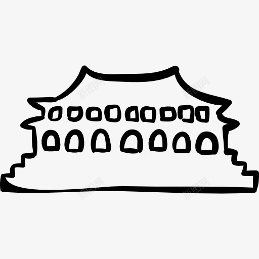 建筑东方建筑手绘轮廓图标png_新图网 https://ixintu.com 东方 东方建筑 中华人民共和国西藏自治区 中国 中国西藏 建筑 建筑风格 手绘 日本 西藏 轮廓