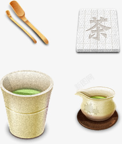 陶杯手绘日本茶道工具高清图片
