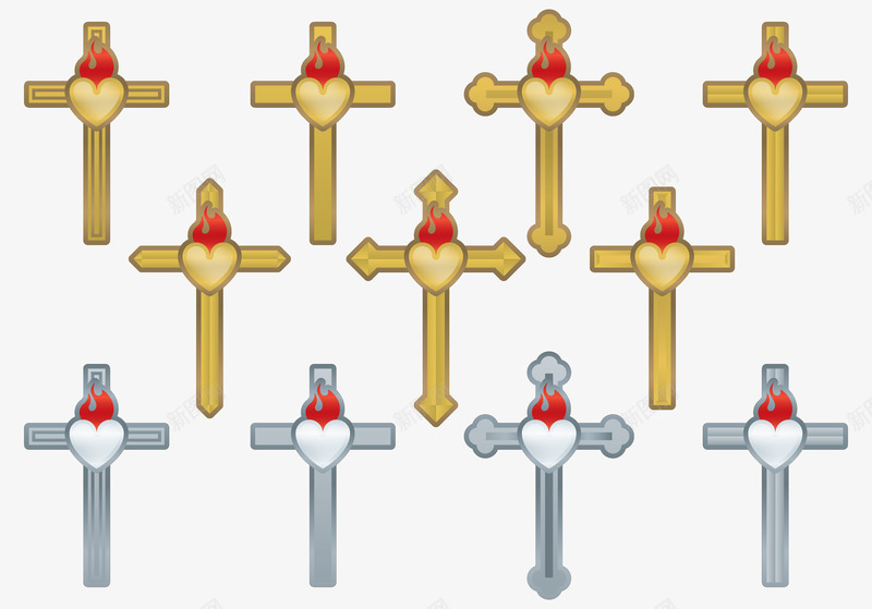 爱心十字架png免抠素材_新图网 https://ixintu.com 十字架 基督教 欧洲 爱心 礼物