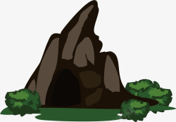 岩石山洞山洞绿草矢量图高清图片