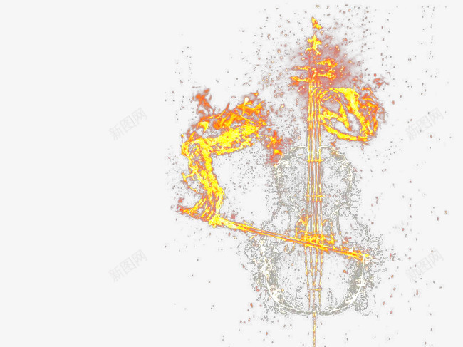 小提琴psd免抠素材_新图网 https://ixintu.com 乐器 创意 创意背景 小提琴 抽象 水花 火 火星 火焰 火花 烈火 烈焰