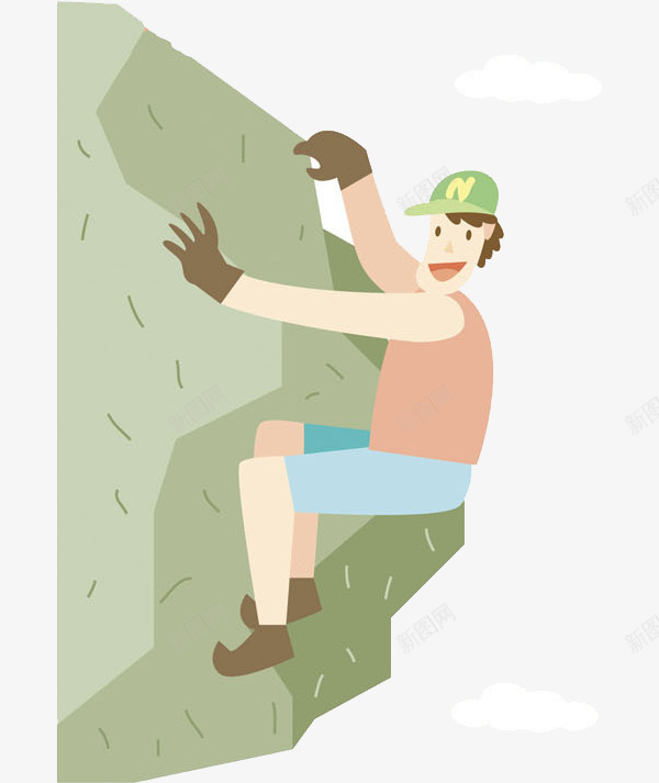 男生在进行攀岩运动png免抠素材_新图网 https://ixintu.com 刺激 力气 攀岩 攀岩的孩子 男生 石头 红短袖 绿帽子 运动 高兴