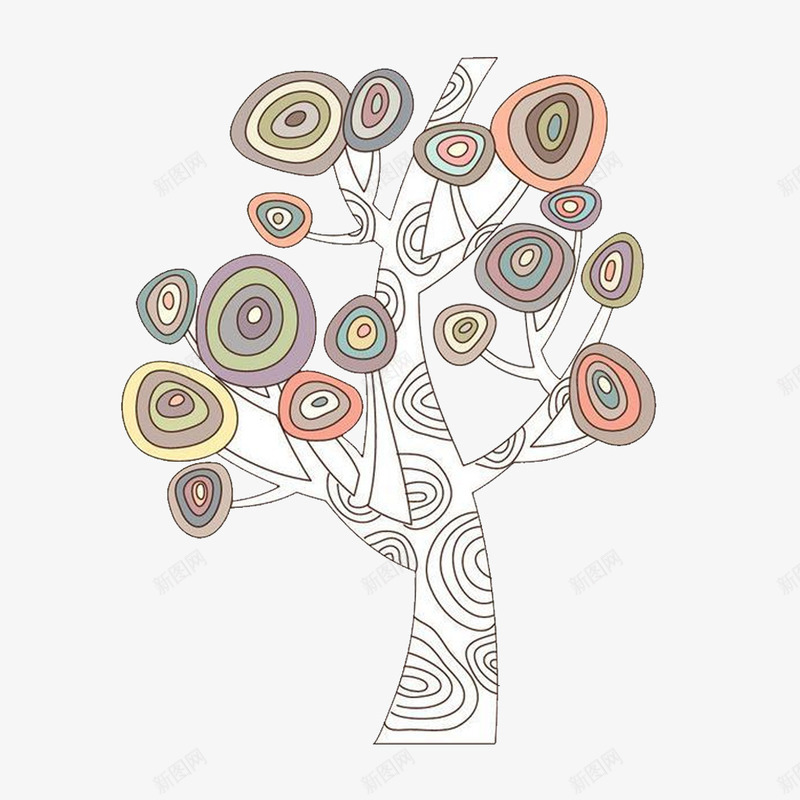 圆圆的树png免抠素材_新图网 https://ixintu.com 抽象 树 现代 螺旋纹