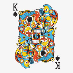 黑桃KPNG矢量图卡通印象插画黑桃K扑克王牌面设高清图片