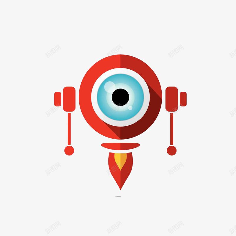 手绘红色大眼睛机器人png免抠素材_新图网 https://ixintu.com 卡通手绘 商务 抽象 机器人 水彩 科技 红色
