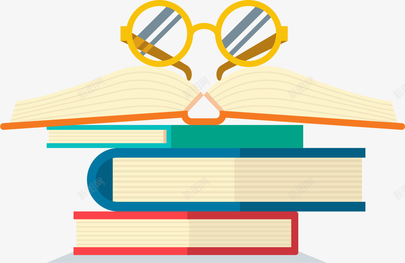 开学季叠放的书本png免抠素材_新图网 https://ixintu.com 一堆书本 叠放的书本 各式书本 开学季 教育 黄色眼镜