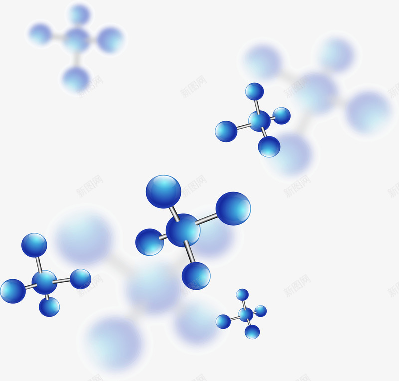 蓝色分子结构png免抠素材_新图网 https://ixintu.com 分子结构 抽象结构 生物分子 蓝色