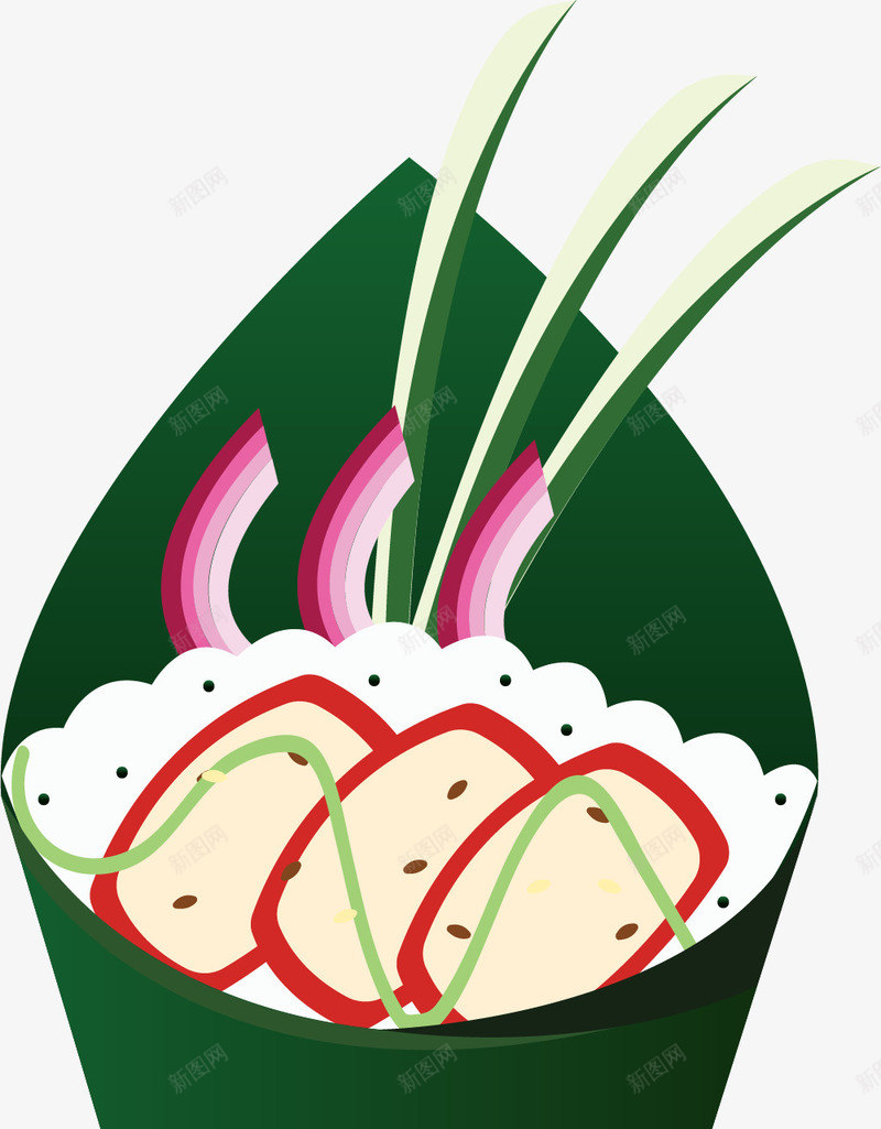 精美绿色海苔寿司png免抠素材_新图网 https://ixintu.com 卡通风格 手卷寿司 日本料理 矢量寿司 精美寿司 绿色 绿色寿司