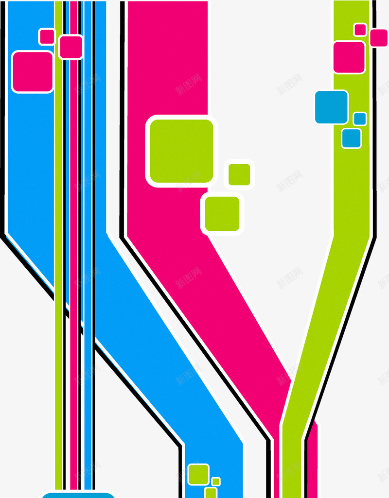 炫彩科技背景png免抠素材_新图网 https://ixintu.com 多彩 正方形 流线 炫彩 科技 线型 线条 背景