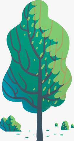卡通水彩树木装饰插画矢量图素材