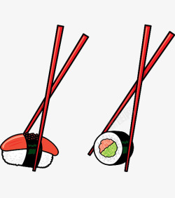 三文鱼卷手绘插画日本寿司高清图片