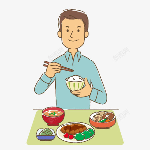 创意卡通人物在吃饭png免抠素材_新图网 https://ixintu.com 人物 创意 卡通 吃饭